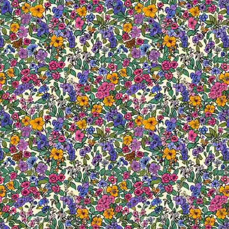 COLEÇÃO SPRING - TRIC. EST. DIGITAL - FLORAL MIUDO FD AMARELO CLARO- ( 87127 var,01 ) - C