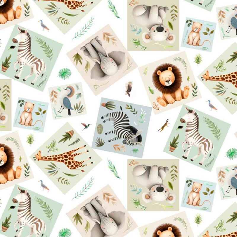 TRICOL. COLEÇÃO SELVA BABY - ANIMAL PATCHWORK 100% ALGODÃO  87813/001