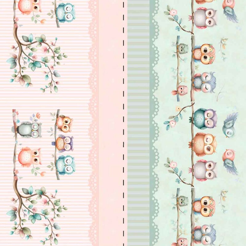 TRICOL. COLEÇÃO CORUJAS - BARRADO DE CORUJAS - 100% ALGODÃO 88415/001