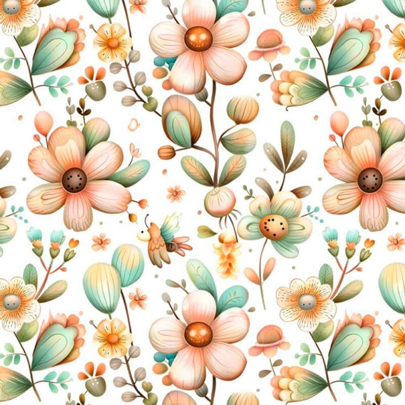 COLEÇÃO MADRIGAL- TRIC. EST. DIGITAL - FLORAL GRANDE ESPACADO AMARELO 88699-01