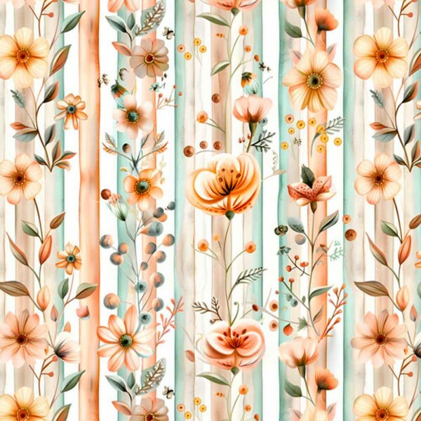 COLEÇÃO MADRIGAL- TRIC. EST. DIGITAL - FLORAL MEDIO C/ LISTRAS  88702-01