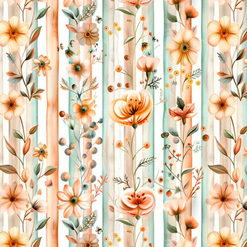 COLEÇÃO MADRIGAL- TRIC. EST. DIGITAL - FLORAL MEDIO C/ LISTRAS  88702-01