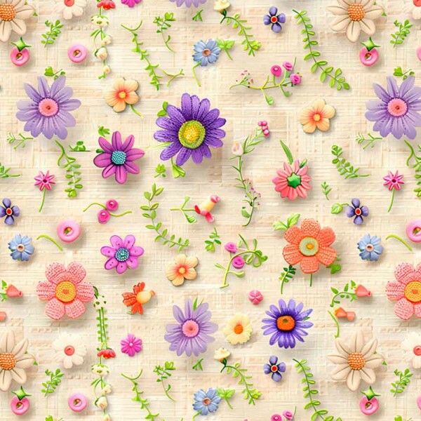 COLEÇÃO ARTESANIA - TRIC. EST. DIGITAL - FLORES C/ RAMOS