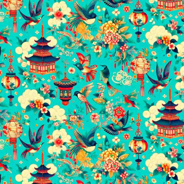 COLEÇÃO ORIENTAL - TRIC. EST. DIGITAL - CASA C/ FLORES ORIENTAL - 90507-01