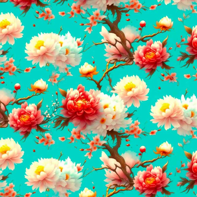 COLEÇÃO ORIENTAL - TRIC. EST. DIGITAL - CRISANTEMO FD VERDE CLARO - 90506-01