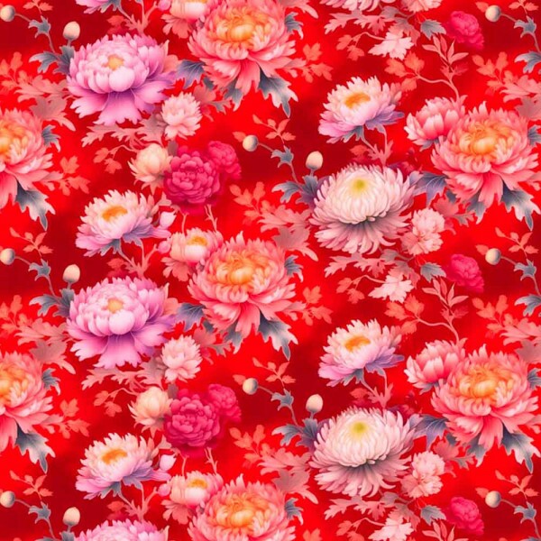 COLEÇÃO ORIENTAL - TRIC. EST. DIGITAL - CRISANTEMO FD VERMELHO - 90510-01