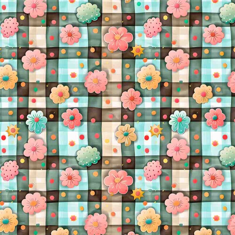 COLEÇÃO CORU JANETE  - TRIC. EST. DIGITAL - XADREZ COM FLOR - 92106-001