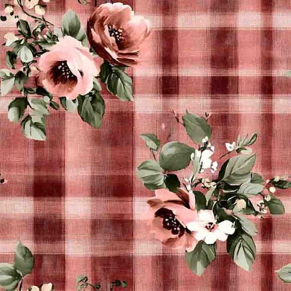 FV25 - COLEÇÃO OLD ROSE - TRIC. EST. DIGITAL - FLORAL COM XADREZ - 92129-001