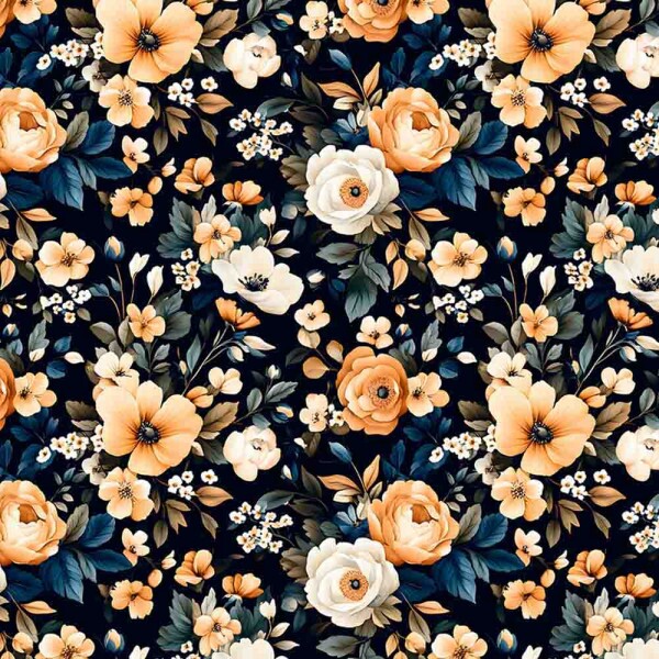 COLEÇÃO ORANGE NAVY  - TRIC. EST. DIGITAL - FLORAL 1 - 92121-001