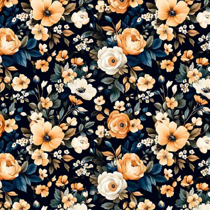 COLEÇÃO ORANGE NAVY  - TRIC. EST. DIGITAL - FLORAL 1 - 92121-001