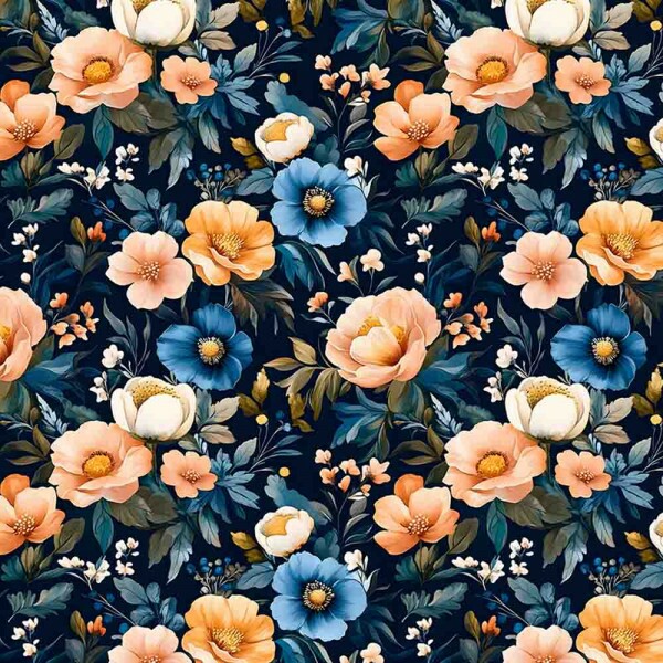 COLEÇÃO ORANGE NAVY  - TRIC. EST. DIGITAL - FLORAL 2 - 92122-001