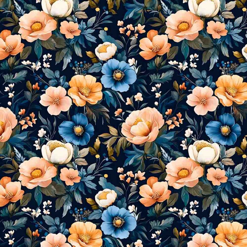 COLEÇÃO ORANGE NAVY  - TRIC. EST. DIGITAL - FLORAL 2 - 92122-001