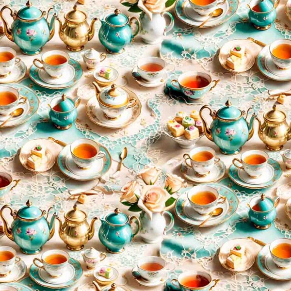 FV25 - COLEÇÃO TEA TIME - TRIC. EST. DIGITAL - XICARAS VERDE - 92681-001