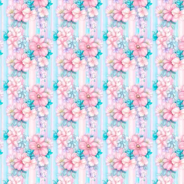 FV25 - COLEÇÃO FLORAL PEACE  - TRIC. EST. DIGITAL - FLORAL LISTRA VERTICAL - 94907-001