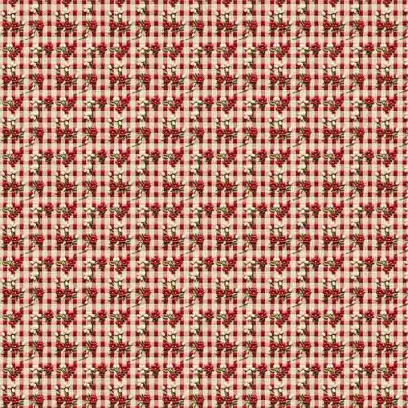 COLEÇÃO BORDADO VERMELHO - TRIC EST DIGITAL - LARG 1,50 - MARGARIDA COM XADREZ MENOR - 92950-001