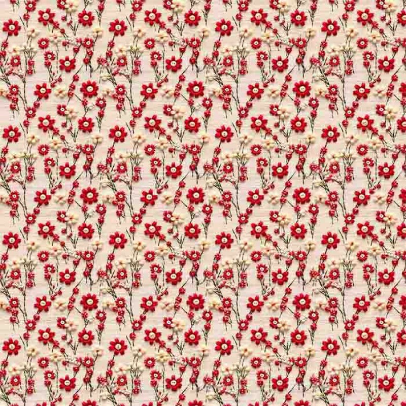 COLEÇÃO BORDADO VERMELHO - TRIC EST DIGITAL - LARG 1,50 - MARGARIDA - 92951-001