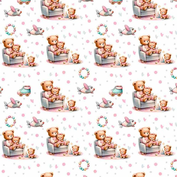 COLEÇÃO CARINHO - TRIC EST DIGITAL - LARG 1,50  - URSOS NA POLTRONA ROSA - 92997-001