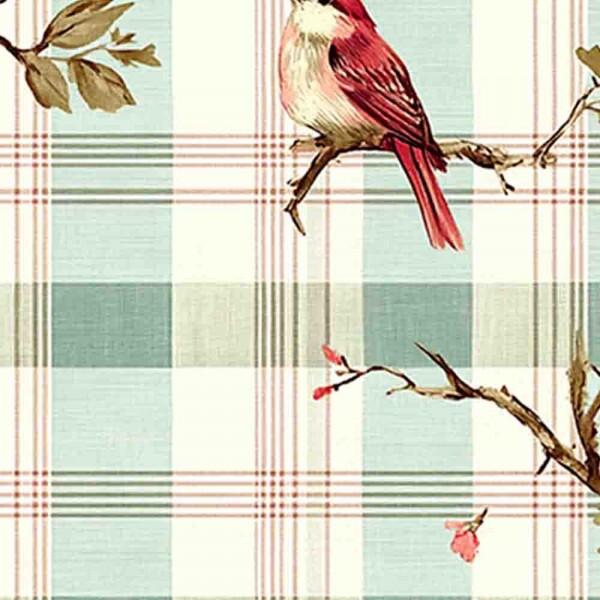 BS - SARJA HIDRORREPELENTE COLEÇÃO O GORJEIO -  PASSARO XADREZ GRANDE - 100% ALGODÃO - 93315/001