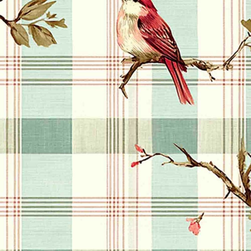 BS - SARJA HIDRORREPELENTE COLEÇÃO O GORJEIO -  PASSARO XADREZ GRANDE - 100% ALGODÃO - 93315/001