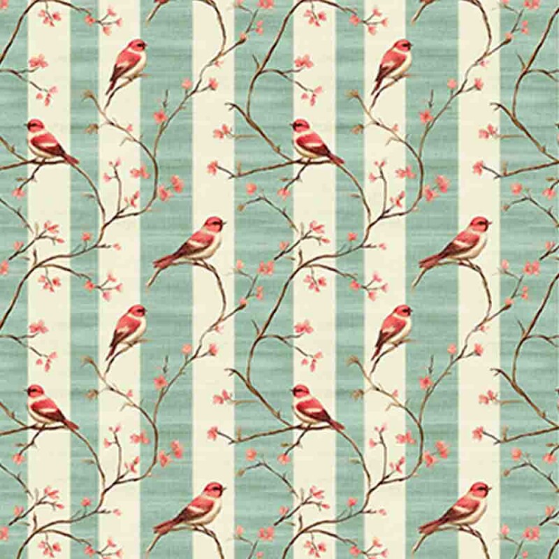 BS - TRICOL. COLEÇÃO O GORJEIO - PASSARO LISTRADO LARGO VERDE - 100% ALGODÃO - 93317-001