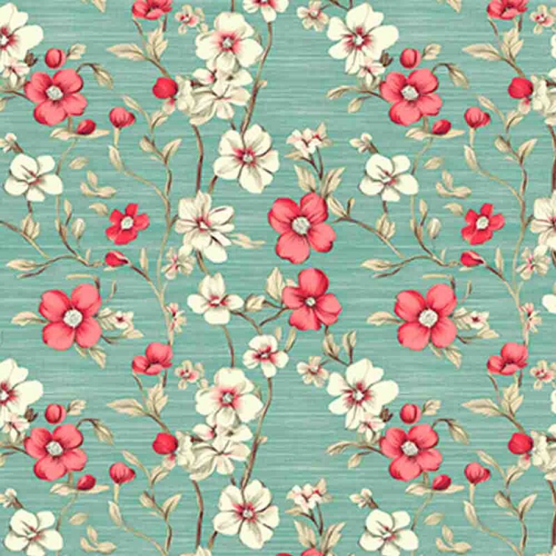 BS - TRICOL. COLEÇÃO O GORJEIO - FLORAL VERDE - 100% ALGODÃO - 93316-001