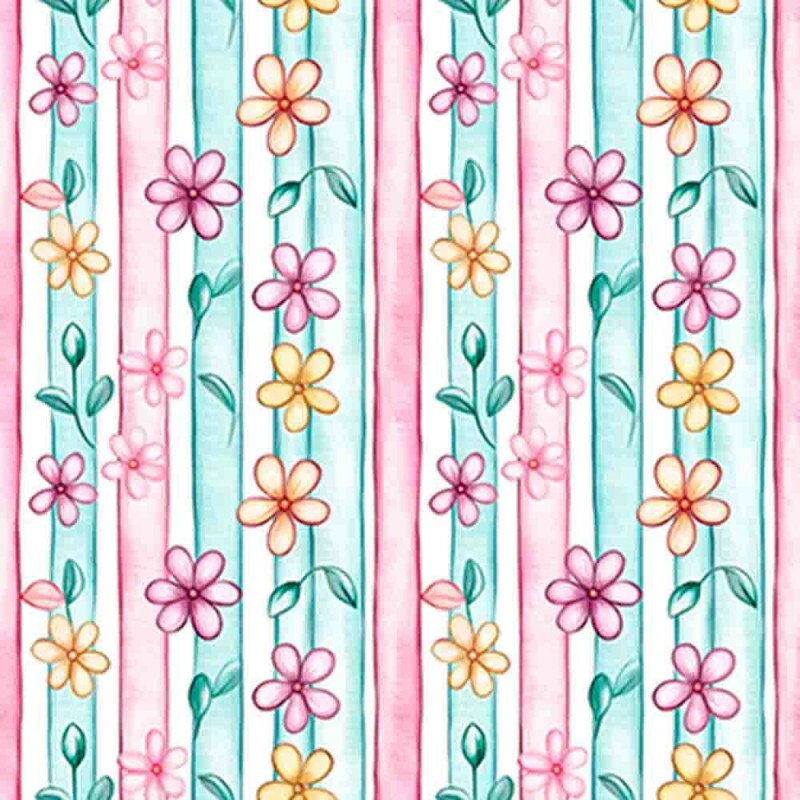 COLEÇÃO CECILE - TRIC EST DIGITAL - LARG 1,50m - FLORES FUNDO LISTRADO - 93246-001