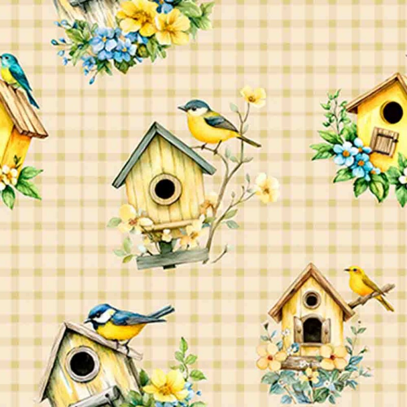 COLEÇÃO DENIM -  TRIC EST DIGITAL - LARG 1,50m -CASINHA PASSARO AMARELO - 93331-001