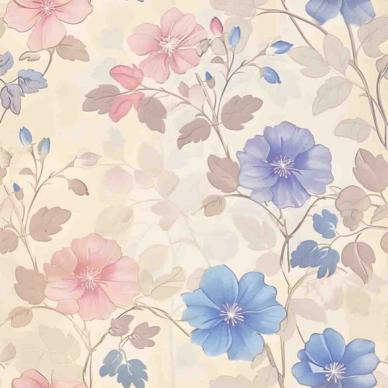 AB25 - COLEÇÃO FLORAL COTTON - TRIC EST DIGITAL - LARG 1,50m - FLORAL SOLTO