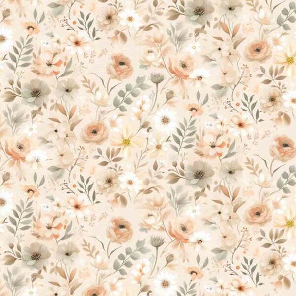 COLEÇÃO SERENITY - TRIC EST DIGITAL - LARG 1,50 - FLORAL MENOR CHEIO FUNDO BEGE - 94076-001
