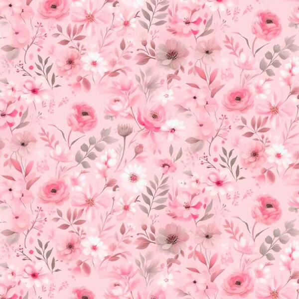 COLEÇÃO SERENITY - TRIC EST DIGITAL - LARG 1,50 - FLORAL MENOR CHEIO FUNDO ROSA - 94076-002