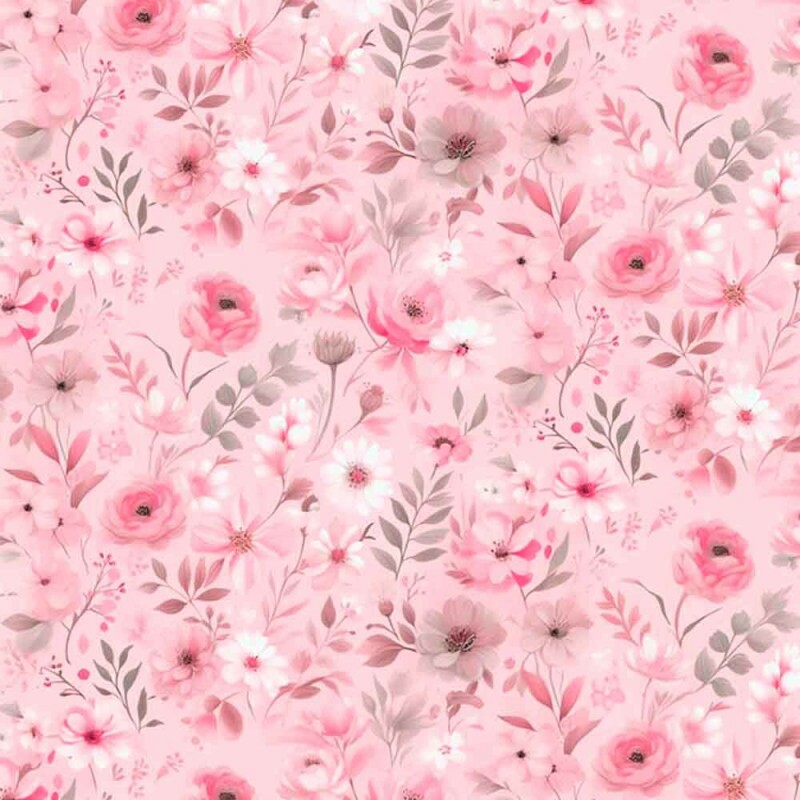 COLEÇÃO SERENITY - TRIC EST DIGITAL - LARG 1,50 - FLORAL MENOR CHEIO FUNDO ROSA - 94076-002
