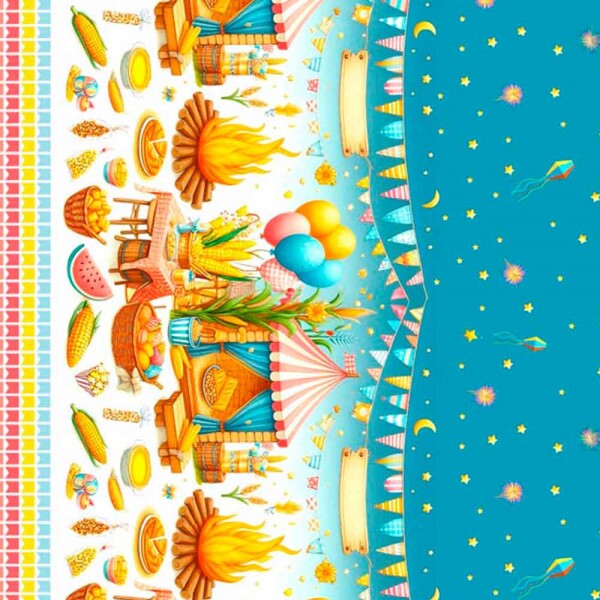 COLEÇÃO FESTA JUNINA - TRIC EST DIGITAL - LARG 1,50m - BARRADO FOGUEIRA - 94706/001