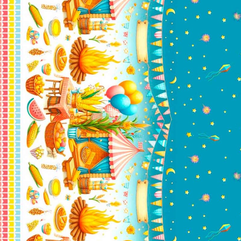 COLEÇÃO FESTA JUNINA - TRIC EST DIGITAL - LARG 1,50m - BARRADO FOGUEIRA - 94706/001