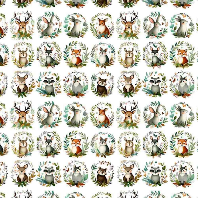 COLEÇÃO CUTE WILD ANIMALS - TRIC EST DIGITAL - LARG 1,50 - ANIMAIS DO BOSQUE PEQ