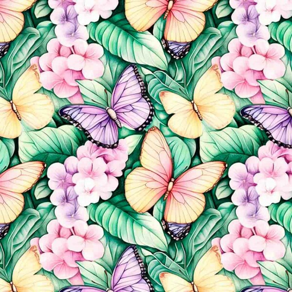 COLEÇÃO GREEN PURPLE - TRIC EST DIGITAL - LARG 1,50 -BORBOLETAS