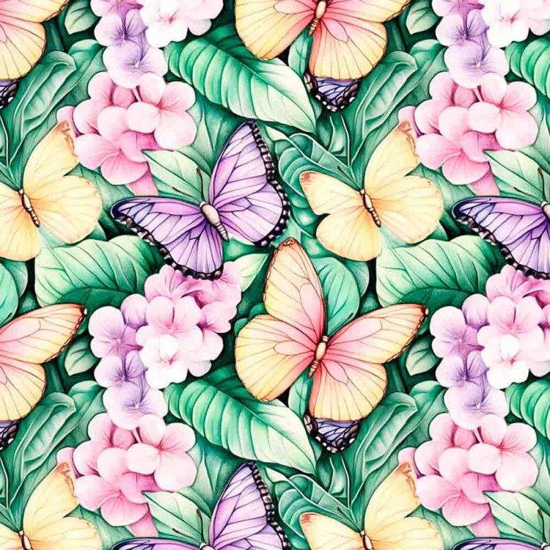 COLEÇÃO GREEN PURPLE - TRIC EST DIGITAL - LARG 1,50 -BORBOLETAS