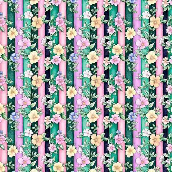 COLEÇÃO GREEN PURPLE - TRIC EST DIGITAL - LARG 1,50 -FLORES C/LISTRA