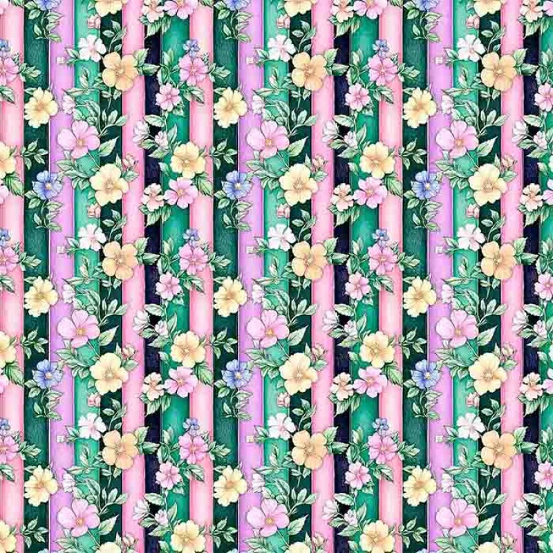 COLEÇÃO GREEN PURPLE - TRIC EST DIGITAL - LARG 1,50 -FLORES C/LISTRA