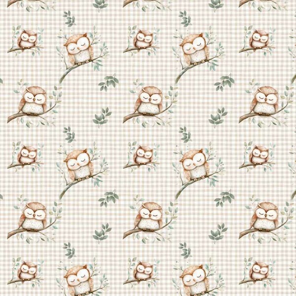 JN25 - TRICOL. COLEÇÃO NANA CORUJA - CORUJA XADREZ - 100% ALGODÃO - 95946/001