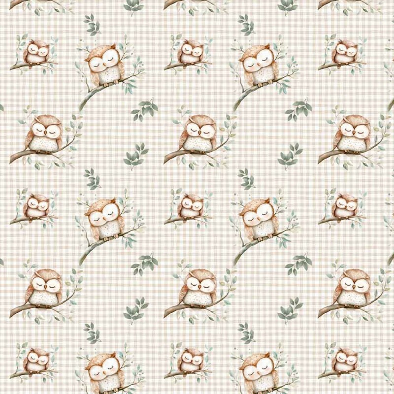 JN25 - TRICOL. COLEÇÃO NANA CORUJA - CORUJA XADREZ - 100% ALGODÃO - 95946/001