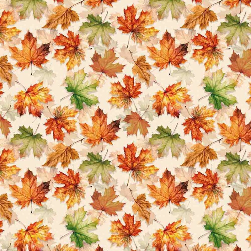 COLEÇÃO ABOBORAS VINTAGE -  TRIC EST DIGITAL - LARG 1,50 - FOLHAS FUNDO CLARO