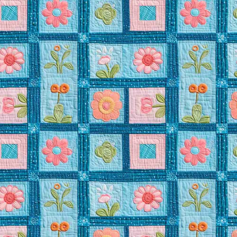 JN25 - TRICOLINE 100% ALGODÃO DIGITAL QUILTED GARDEN - PATCHWORK FLORAL