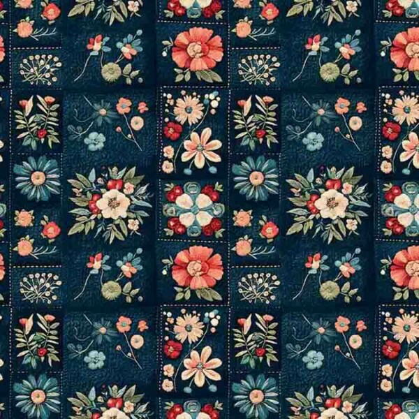 MI25 - TRICOLINE 100% ALGODÃO DIGITAL COLEÇÃO LUNA - FLORAL PATCHWORK