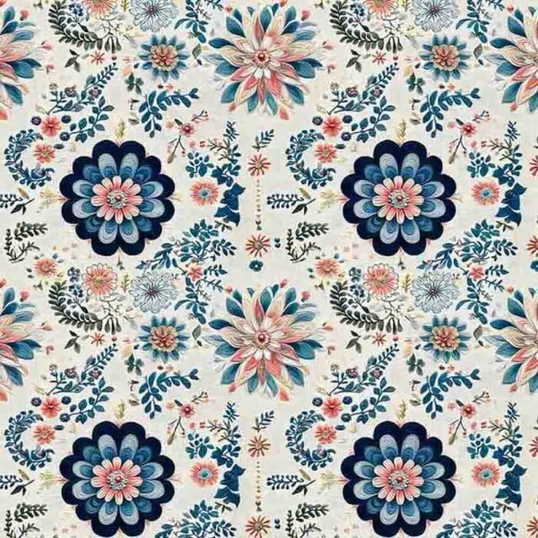 MI25 - TRICOLINE 100% ALGODÃO DIGITAL COLEÇÃO LUNA - FLORAL MAIOR FUNDO CLARO