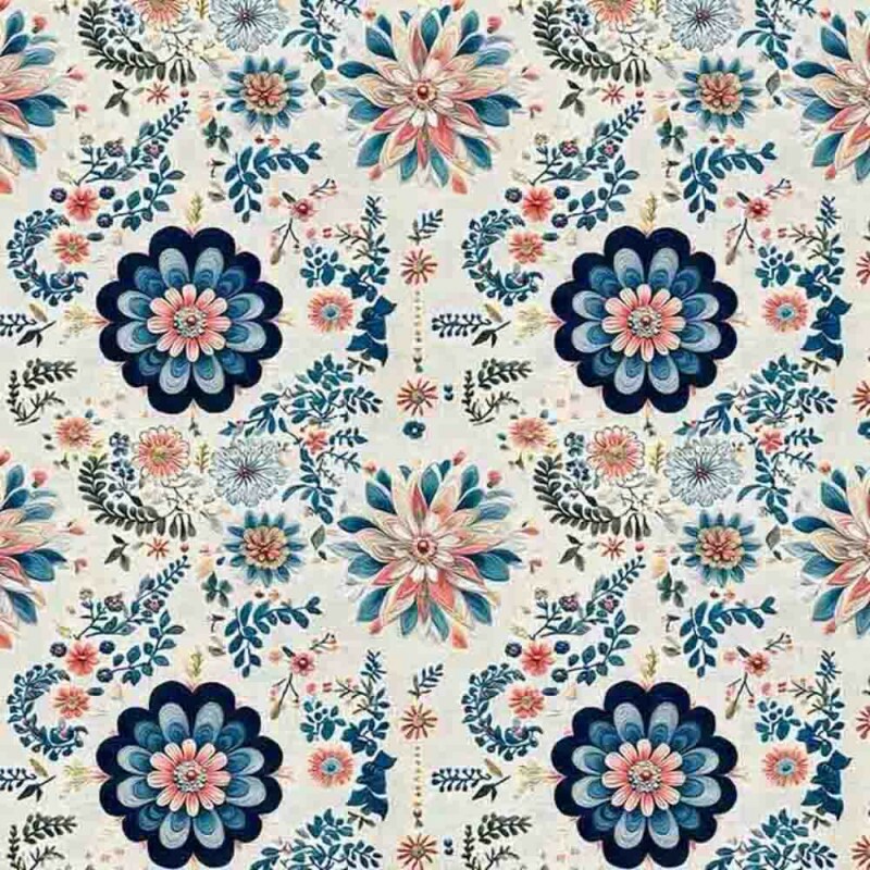 MI25 - TRICOLINE 100% ALGODÃO DIGITAL COLEÇÃO LUNA - FLORAL MAIOR FUNDO CLARO