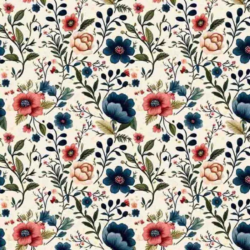 MI25 - TRICOLINE 100% ALGODÃO DIGITAL COLEÇÃO LUNA - FLORAL MENOR FUNDO CLARO