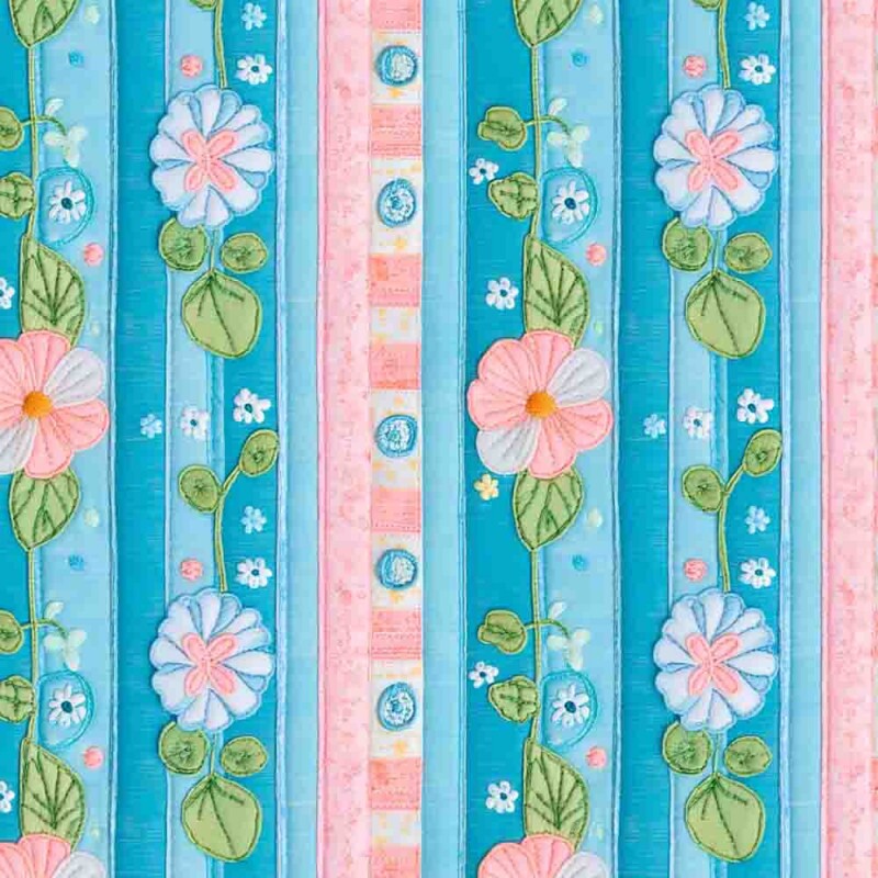 JN25 - TRICOLINE 100% ALGODÃO DIGITAL  - COLEÇÃO QUILTED GARDEN - LISTRADO