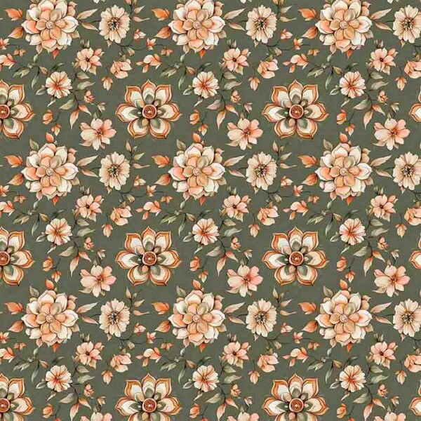 MI25 - TRICOLINE 100% ALGODÃO DIGITAL  - VERTENTE - FLORAL MANDALA