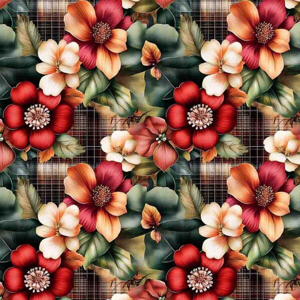 MI25 - TRICOLINE 100% ALGODÃO DIGITAL  - MADAGASCAR - FLORAL GRANDE