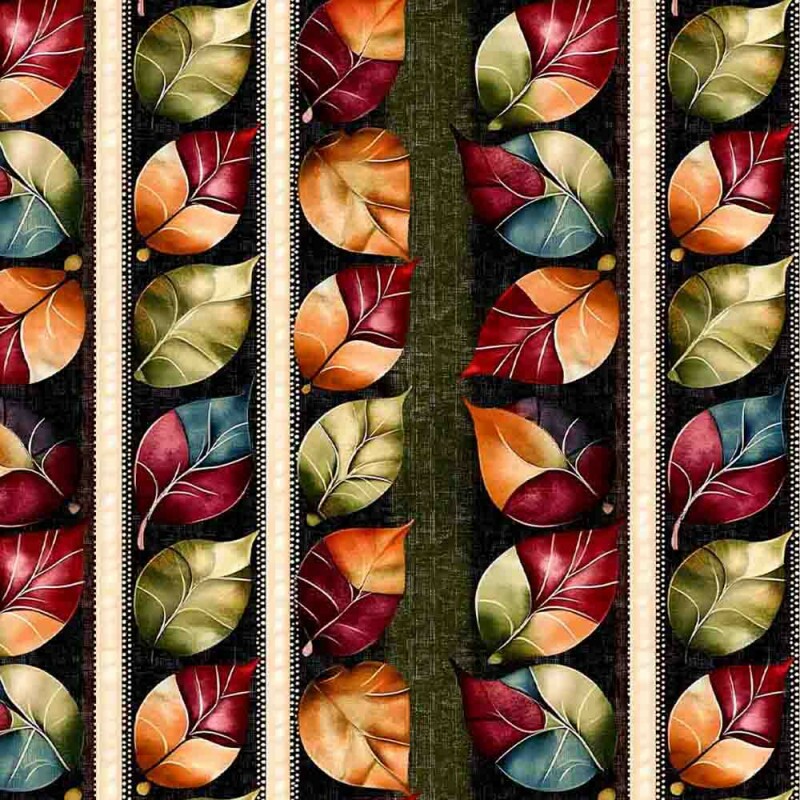 TRICOLINE 100% ALGODÃO DIGITAL  - MADAGASCAR - FOLHAGEM LISTRADA